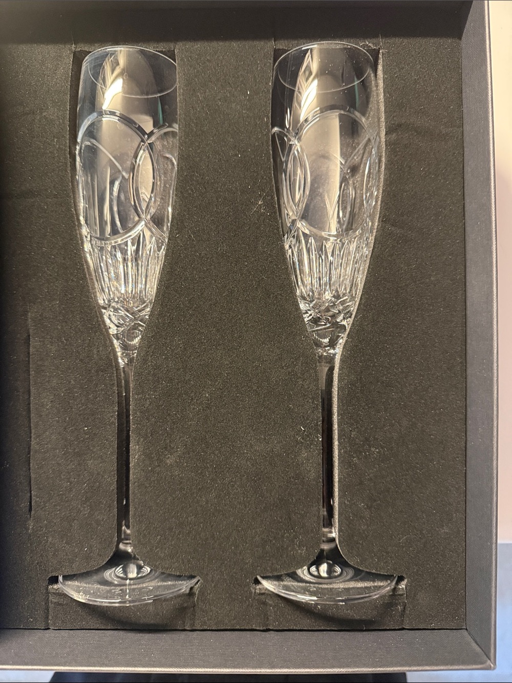 Waterford Clear Crystal Champagne Flute Pair